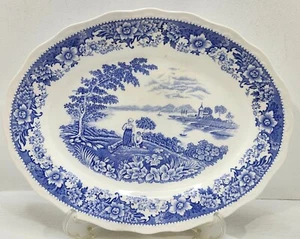 ANTIQUE Blue & White Oval Platter SILVERDALE by SWINNERTONS STAFFORDSHIRE UK - Picture 1 of 5