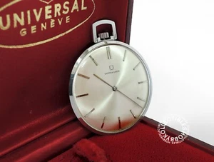 Swiss Universal Geneva Edelstahl Open Face Hebel Slim Taschenuhr - Bild 1 von 12