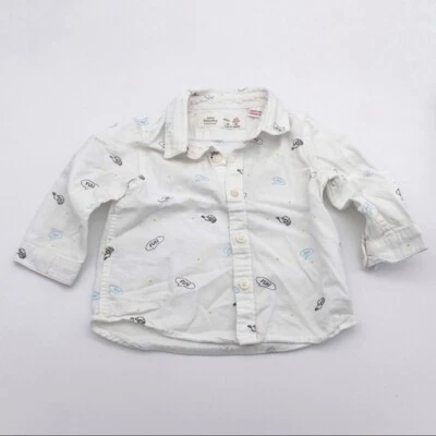 Camisa Zara Bebé Niño Blanco Estampado Gráfico Abotonada Bebé Niño Talla 3-6 Meses Foto 1 de 4