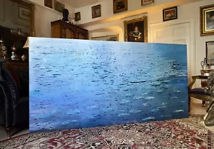 Huellas en la arena ENORME PINTURA AL ÓLEO ABSTRACTA ÚNICA DE PAISAJE MARINO 3,5 x 7 pies - Imagen 1 de 11