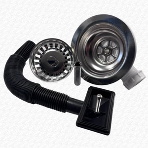 Strainer Waste for Kitchen Sink for 90mm Hole Sink Plug Drain Rectangle Overflow - Picture 1 of 9