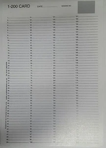 SCHEDA CIECA 1 - 200 GRATTA E VINCI X 5 A4 - 200 NUMERI DOMINO CARD - Foto 1 di 1