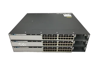 Lot of 3:  Cisco WS-C3750X-24T-S Catalyst 3750X 24-Ports Gigabit Managed Switch - Picture 1 of 7