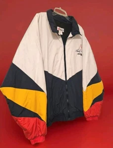 Vtg Competitors View Rusty Wallace #2 Nascar Full Zip Puffer Jacket 2XL Dk Blue - Picture 1 of 8