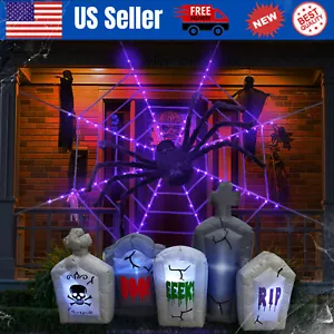 Halloween Deko große Simulation Spinne riesiges Spinnennetz Lichter gruselige Requisiten - Bild 1 von 257