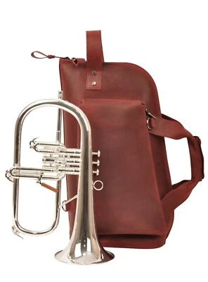 Кожаная концертная сумка Flugelhorn. Чехол-держатель Flugelhorn. Дорожная сумка для переноски Flugelhorn - Изображение 1 из 4