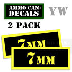 7MM Ammo Can Box Decal Sticker bullet ARMY Gun safety Hunting Label 2 pack YW