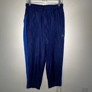 Adidas Mens Pants Size Large Blue 3-Striped Straight Leg Lined Climaproof - Picture 1 of 8