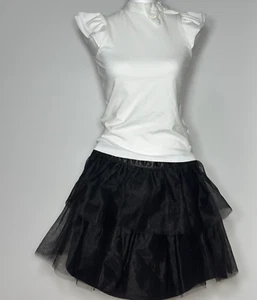 Janie And Jack Girls Black Tutu Tiered Tulle Skirt Size 12 - Picture 1 of 2