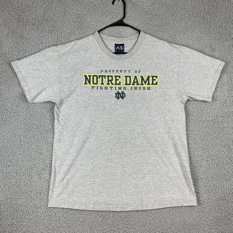 Notre Dame Fighting Irish Shirt Men’s Large Gray Football Logo Short Sleeve Cover