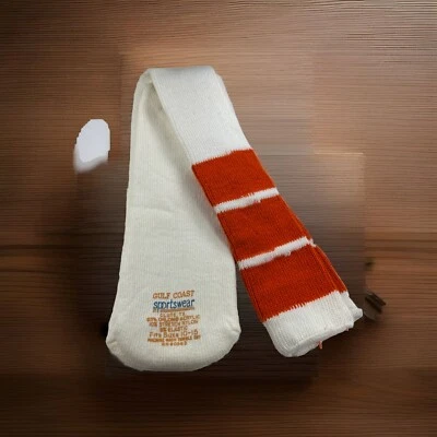 Calcetines de tubo Gulf Coast de colección ropa deportiva 10-15 acrílico años 80 rayas hechos en EE. UU. naranja Foto 1 de 4
