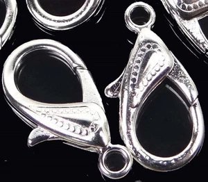 4 X-Large Plated Silver Pewter Lobster Claw Clasps 30x16mm - Picture 1 of 2
