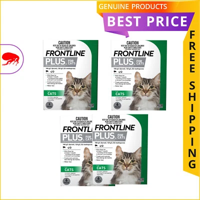 FRONTLINE PLUS for Cats GREEN Pack 3,6,12 Doses Monthly Flea Protection - image 1 of 2