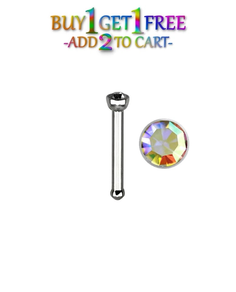 Piercing de anillo quirúrgico de acero inoxidable 20G AB AURORA BOREAL HUESO NASAL 316L 1404 Foto 1 de 4