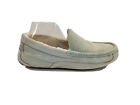 Brookstone Womens Nap Moccasin Slippers Blue 9 Leather Upper Memory Foam