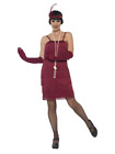 Flapper Costume, Burgundy Red, Halloween Party Hen Night Fancy Dress Costume