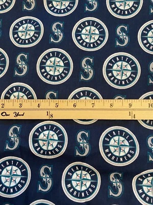 1/4 Yard 9”x58” Seattle Mariners Print MLB Baseball Cotton Quilting Fabric