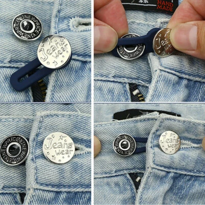 1/2pcs Jeans Elastic Extender Waist Extension Pant Trouser Widen Expander Button - Image 1 of 4