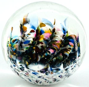 Signierter Vintage Kunst Glas Briefbeschwerer schöne FARBEN SEHEN AUS WIE PINSELSTRICHE - Bild 1 von 11