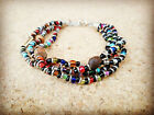 Bracelet with Wood Seeds & Tiny Maasai Beads Multi-Coloured  4-Strand Handmade