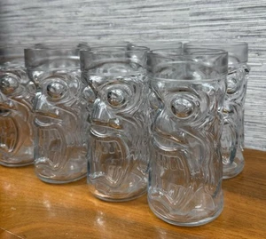 Tiki Screaming Face Drinking Glasses Clear Anchor Hocking 16 oz Set Of 8 - Picture 1 of 10