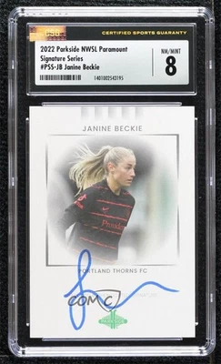 2022 Parkside Paramount NWSL Signature Series Janine Sonis Beckie CSG 8 Auto - Image 1 of 2