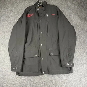 Ariat XL Jacket Black Full O Pep Feeds Logo Barn Choir Coat Menswear Workwear - Picture 1 of 11