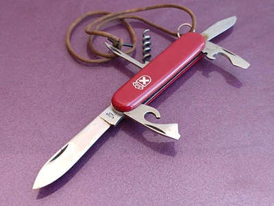 Cuchillo militar inox AITOR de los años 50, cuchillo turístico multiherramienta con mango de baquelita Foto 1 de 4