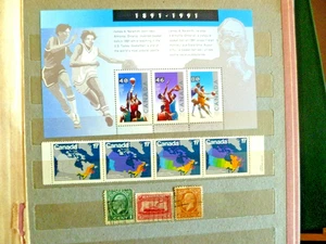 Canada, 1991 MNH S/Sheet in Honor Basketball inventor, Newfoundland + strip of 4 - Picture 1 of 1
