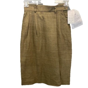 Vintage 80-90s Carlisle 100% Silk Pencil Skirt "Moss" Green Sz 4 New Old Stock - Picture 1 of 9