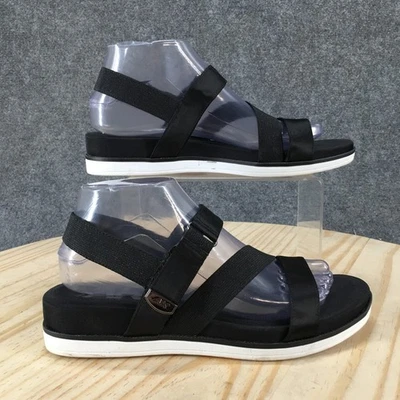 Anne Klein 凉鞋女式 8.5 M Nolita 绑带露趾吊带黑色运动 — 第 1/4 张图片