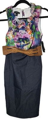 Alyx цветочный без рукавов Chambray подпоясанный платье 6P миниатюрный новый с Ярлыками Y2K карьера лето - Изображение 1 из 4