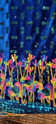 Sari indio nigeriano/africano terciopelo corte elástico tela lentejuelas 5 yardas Foto 1 de 4