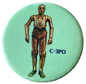VTG 1977 ORIGINAL STAR WARS C3PO C-3PO 3" Button Pinback Pin Badge FACTORS - Picture 1 of 2
