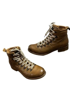 Taos Alpine Leather Boots Contrasting Laces Women’s Size 9-9.5 Caramel 220106 - Picture 1 of 21