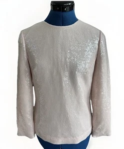 Diane Von Furstenberg Sequin Light Pink Sleeve Top Women’s - Picture 1 of 16