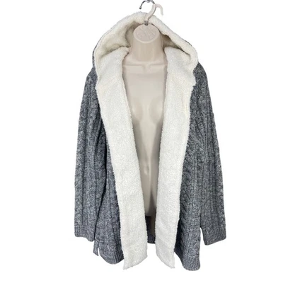 Cárdigan Suéter Lety Me Mujer Tejido con Cable Gran Tamaño Grueso Sherpa Con Capucha Talla 2X Foto 1 de 4