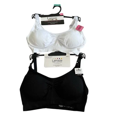 Sujetador de lactancia cómodo sin costuras Lamaze Maternity para mujer blanco y negro (2) talla S Foto 1 de 3