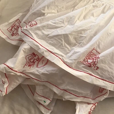 Pottery Barn Niños Cuna Polvo Volantes Falda Cama Bebé Blanco Bordado Niños Algodón Foto 1 de 4