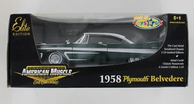 1:18 PLYMOUTH BELVEDERE 1958 AMERICAN MUSCLE ELITE ED ERTL VERDE METÁLICO NUEVO Foto 1 de 4