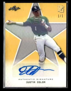 2020 Leaf Perfect Game Justin Colon Yellow Shimmer Autograph Auto 1/1 U2962 - Picture 1 of 2