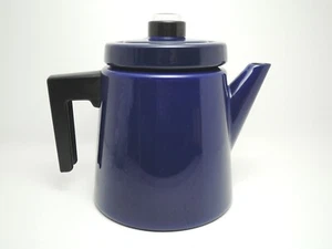 VUOKKO Finel Arabia Coffee Pot Enamel Ware Navy Blue Antti Nurmesniemi design - Picture 1 of 9