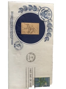 1979 Endangered Flora First Day of Issue 15Ct Cover With Gold Replica Stamp - Picture 1 of 6
