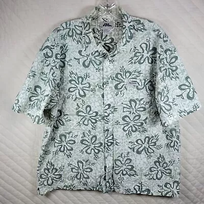 Mens Vintage No Fear Green Floral Button Down Shirt Large MADE IN USA - Image 1 of 4