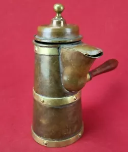 Cafetera vintage hecha a mano estilo turco mango lateral de madera RARA - Imagen 1 de 8