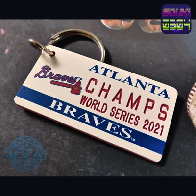 Atlanta Braves CHAMPS World Series 2021 Keychain Tag - Engraved - MLB Key Ring - Image 1 of 4