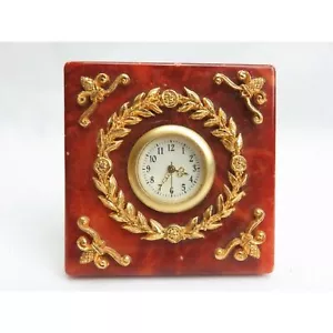 ITALIAN CHIELLINI DESK CLOCK MADE IN ITALY Vintage (2000) mini clock red gold - Picture 1 of 6