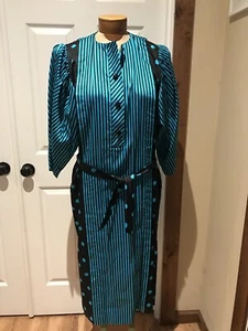 Woman’s Loden Frey Lodenfrey Vintage 80’s Dress Green Black Sz 40 US sz 8 EUC - Picture 1 of 7
