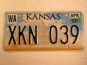 LICENSE PLATE Car Tag 2002 2012 KANSAS XKN 039 Wallace County STATE CAPITOL [Z90 - Picture 1 of 1