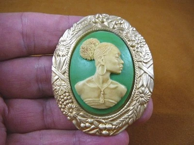(CA20-2) RARO DAMA AFROAMERICANA VERDE + BLANCO OVALADO CAMAFEO Pin Colgante JOYAS Foto 1 de 2